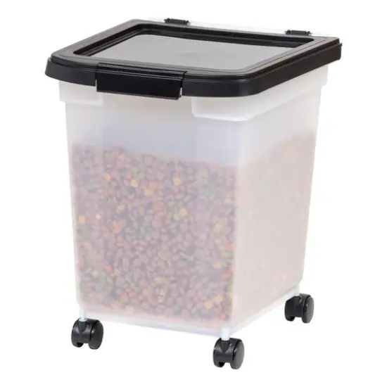 IRIS 32.5qt. Clear/Black Pet Food Container with Sealed Top {6}