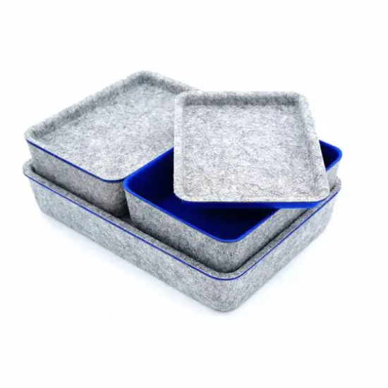 Welaxy Felt 3 Piece Drawer Organizer Bins with Lids Classic Blue {8}