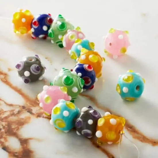 Multicolor Lamp Work Glass Round Beads by Bead Landing&reg; {3}