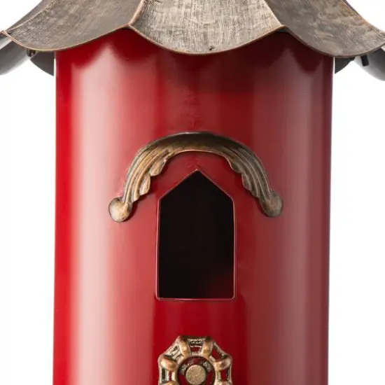 Glitzhome&reg; 32" Red Pagoda Metal Birdhouse {8}