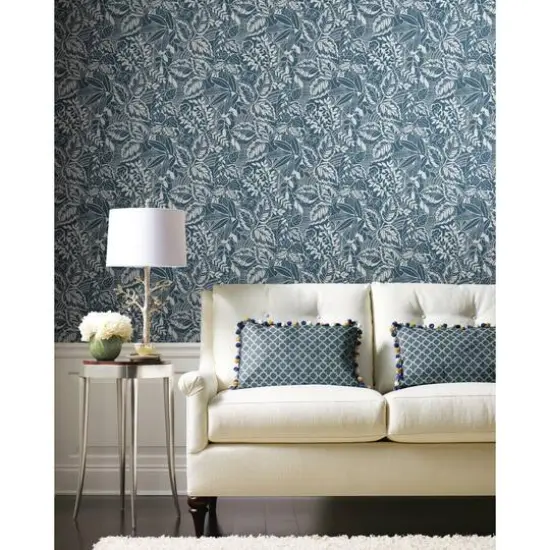 RoomMates Vintage Batik Jungle Peel & Stick Wallpaper Blue/White {6}