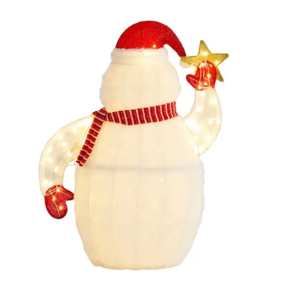 Glitzhome&reg; 42"H Lighted Christmas 3D Fabric Yeti Outdoor Decor {7}