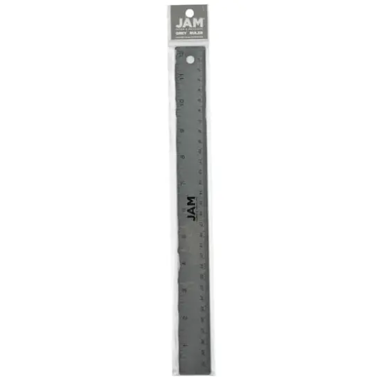 JAM Paper Metallic Stainless Steel Ruler Grey {4}