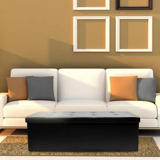 Sorbus 43" Faux Leather Storage Bench Black {3}