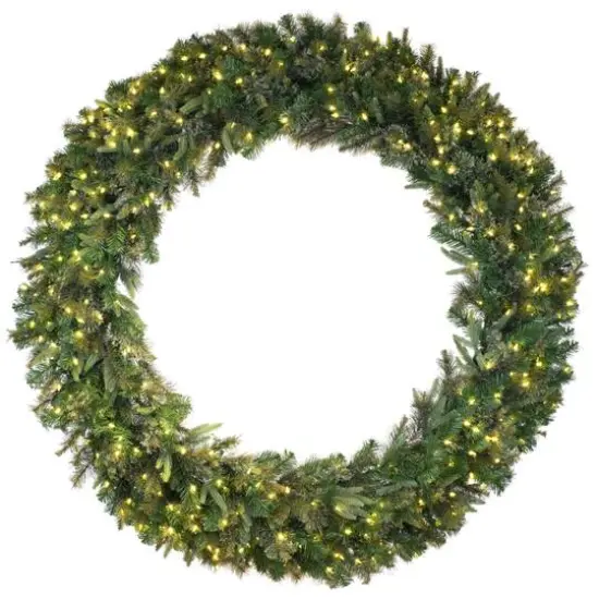 96" Warm White Dura-Lit&reg; LED Cashmere Pine Wreath {1}