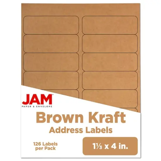 JAM Paper 1.3" x 4" Address Labels, 126ct. Brown Kraft {1}