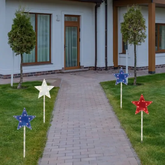 4ct. Americana Stars 4th of July Pathway Marker Lawn Stakes {3}