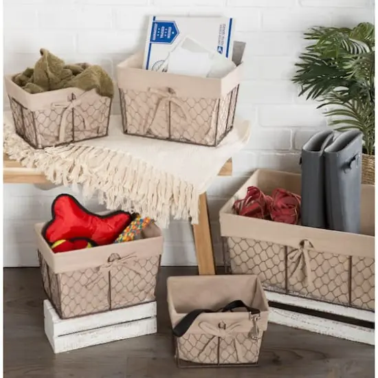 DII&reg; Chicken Wire Basket with Liner Set Natural {3}