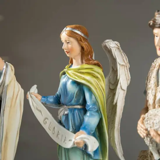 Glitzhome® Oversized Deluxe Blue Resin Nativity Figurine Set {8}