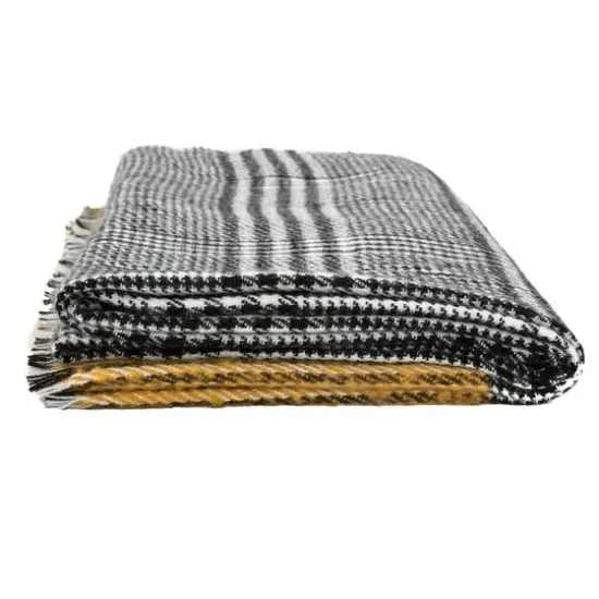 Glitzhome&reg; 70" Yellow & Gray Scarf with Fringe {7}