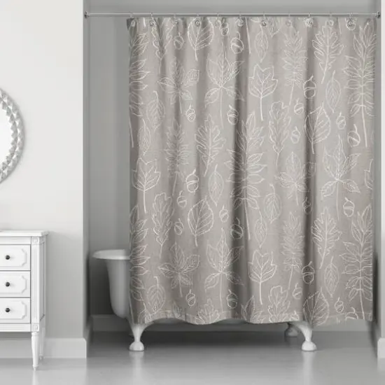 Gray Fall Leaves Shower Curtain {3}