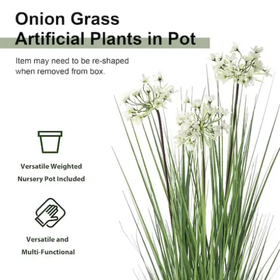 Glitzhome&reg; 3.25ft. Faux Onion Grass Plant in Pot {5}