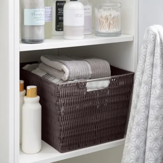 Simplify Large Chocolate Rattan Storage Basket {4}