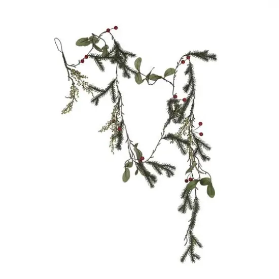 Hello Honey&reg; 6ft. Green Decorative Faux Pine & Mistletoe Garland with Red Berries {1}