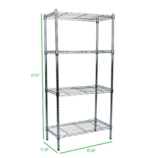Mind Reader Alloy Collection Silver Adjustable 4-Tier Industrial Metal Storage Shelf {4}