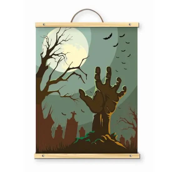 16" x 20" Zombie Graveyard Paint-by-Number Kit with Wood Display Hanger by Artist's Loft&reg; {1}