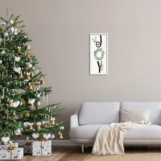Stupell Industries Joy Seasonal Botanical Wreath Framed Giclee Art White {3}
