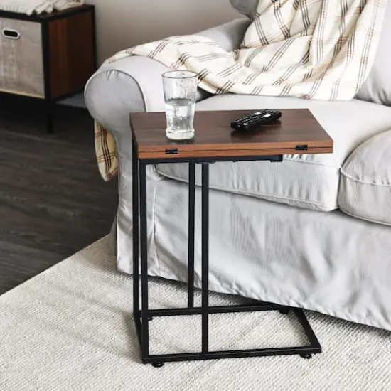 Household Essentials Jamestown Extendable C-Shaped End Table Walnut {4}