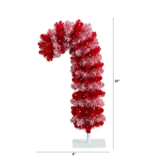 2.5ft. Pre-Lit Red Candy Cane Artificial Christmas Tree, Clear Micro LED Lights {5}