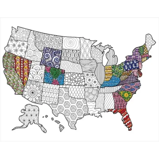 Design Works&reg; Zenbroidery&trade; U.S.A. Map Stamped Embroidery Kit {1}