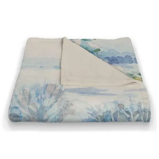 Watercolor Winter Cabin 50x60 Coral Fleece Blanket {3}
