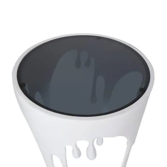 White Aluminum Drip Accent Table with Melting Designed Body {6}
