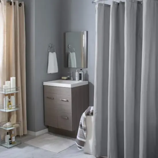 Bath Bliss Silver Microfiber Soft Touch Seersucker Design Shower Curtain Liner {8}