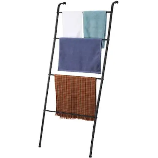 NEX&trade; 5ft. Black Metal Wall-Leaning Blanket Ladder Rack {3}