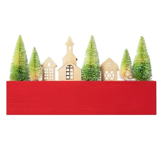Glitzhome&reg; 14" Christmas Believe House & Brush Trees Table D&eacute;cor {8}