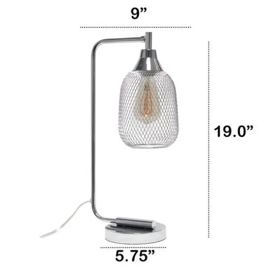 Lalia Home 19" Industrial Mesh Desk Lamp Chrome {4}