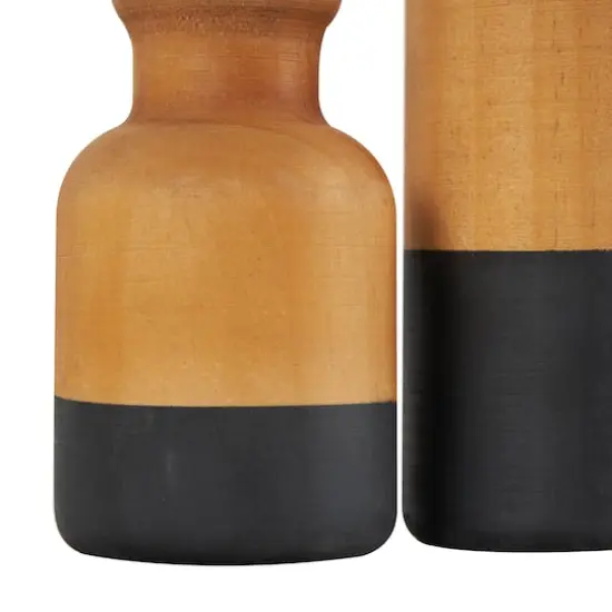 Brown & Black Wood Vase Set {4}