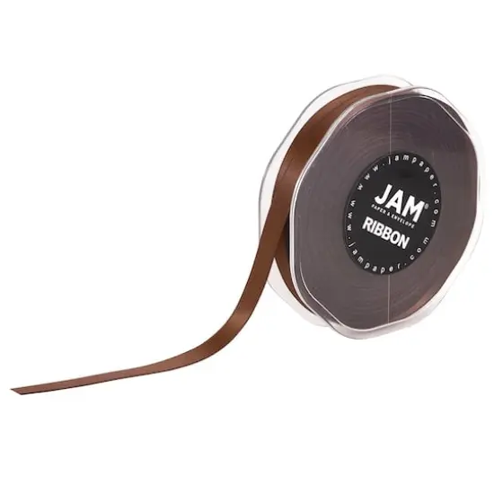 JAM Paper 3/8" x 25yd. Double Faced Satin Ribbon Chocolate Brown {1}