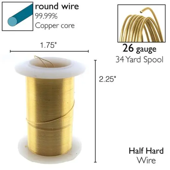 The Beadsmith&reg; Wire&trade; Elements 26 Gauge Tarnish-Resistant Wire Gold {7}