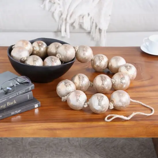 8ft. Extra Long Handmade Glass Beaded Garland with Tassels Brown {3}