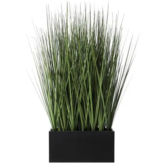 18" Onion Grass Artificial Plant with Black Rectangular Pot {6}