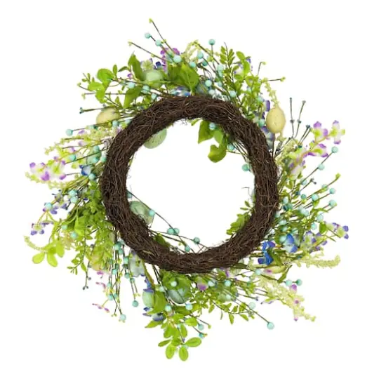 20" Flowering Blue & Green Easter Wreath {5}