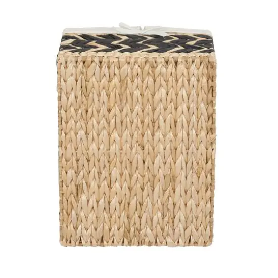 Household Essentials 9" Black & Natural Herringbone Wicker Storage Basket with Cloth Liner {5}