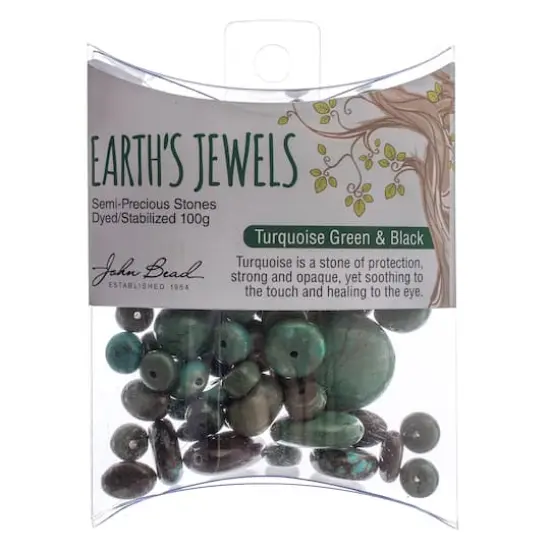 John Bead Earth's Jewels Natural Stone Bead Assortment, 100g Dyed Green/Black Turquoise {3}