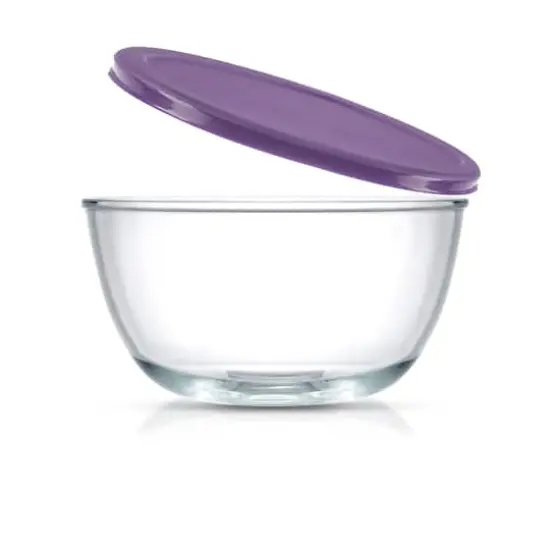 JoyJolt&reg; Glass Mixing Bowls with Lids Set Purple {7}