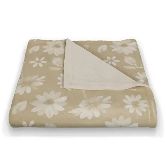Cream and White Florals Coral Fleece Blanket {3}