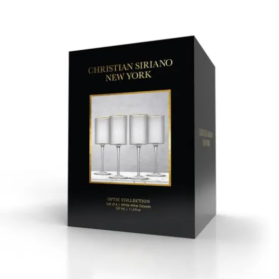 JoyJolt&reg; Christian Siriano 11.5oz. Optic Gold Rim White Wine Glasses, 4ct. {7}