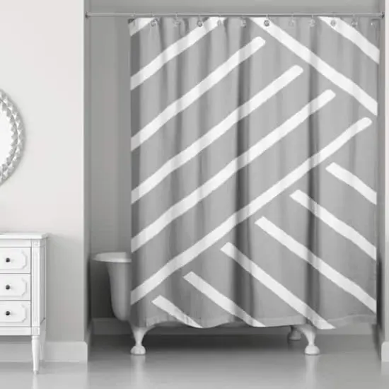 Herringbone Shower Curtain Gray {1}