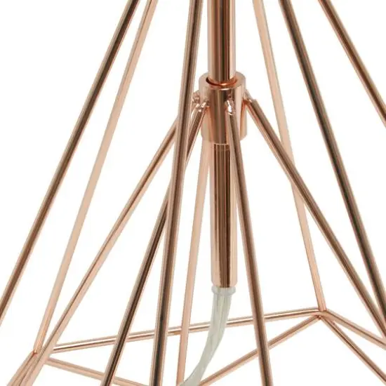 Lalia Home 23.5" Geometric Wired Table Lamp with Fabric Shade Rose Gold {9}