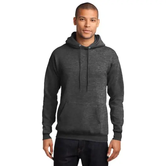 Port & Company&reg; Heathered Colors Core Fleece Pullover Hooded Sweatshirt Dark Heather Grey {4}