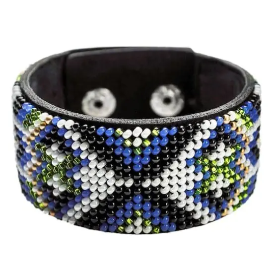 Wonderland Crafts Blue Bead Artificial Leather Embroidery Bracelet Kit {1}