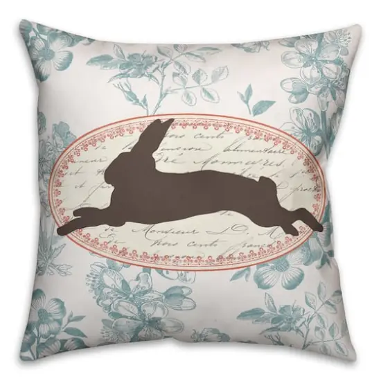 Vintage Florals Rabbit Throw Pillow {1}