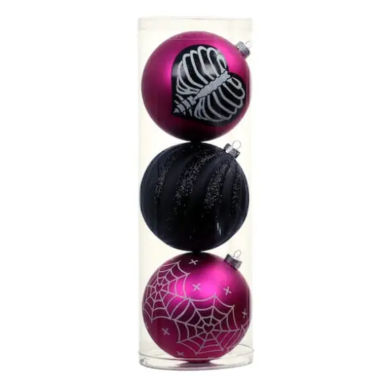 4.75" Black & Pink Plastic Ball Ornament Set by Ashland&reg; {1}