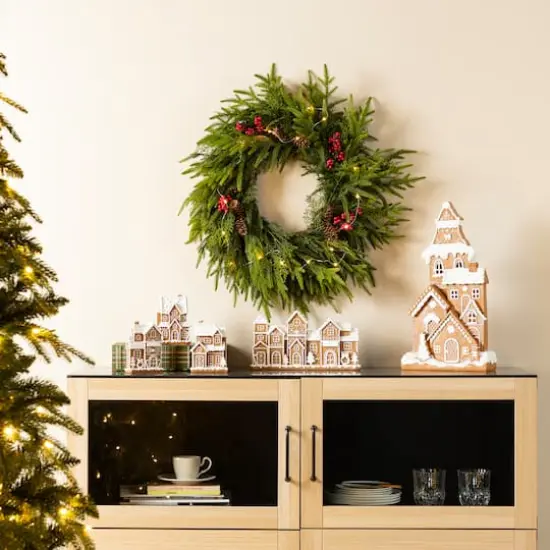 Glitzhome&reg; 5.5" Christmas Resin Gingerbread House Table Decor Set {5}