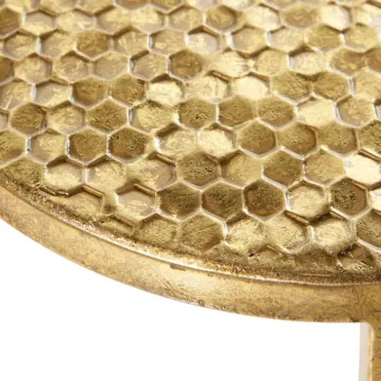 Gold Round Metal Glam Accent Table Set {4}