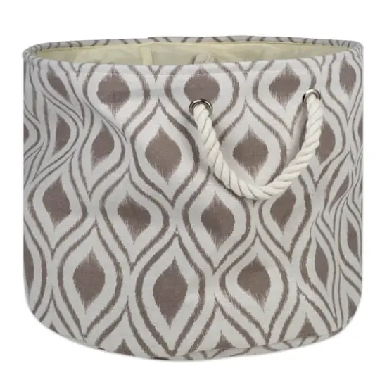 DII&reg; 15" Round Ikat Fabric Bin Stone {1}